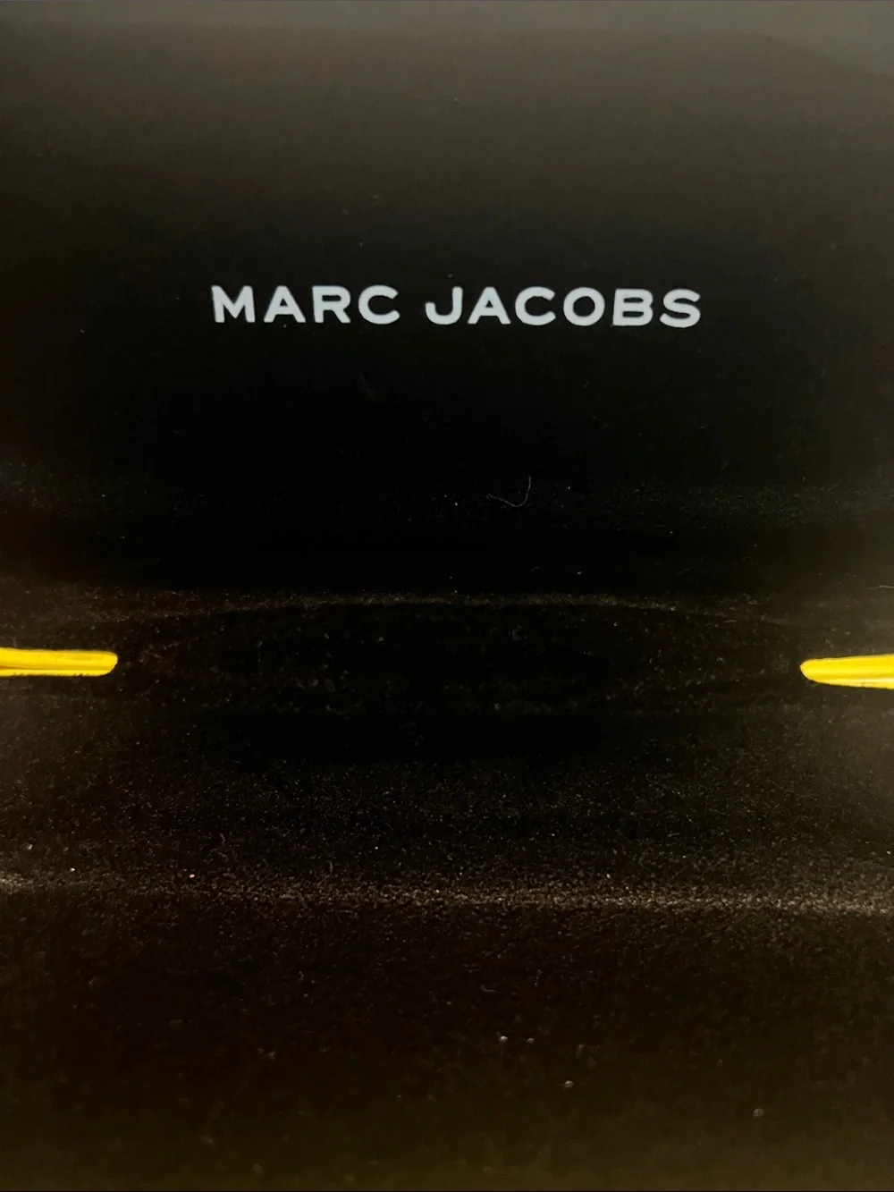 Marc Jacobs Yellow and Black Eyewear/Accessory Case with Branded Cloth